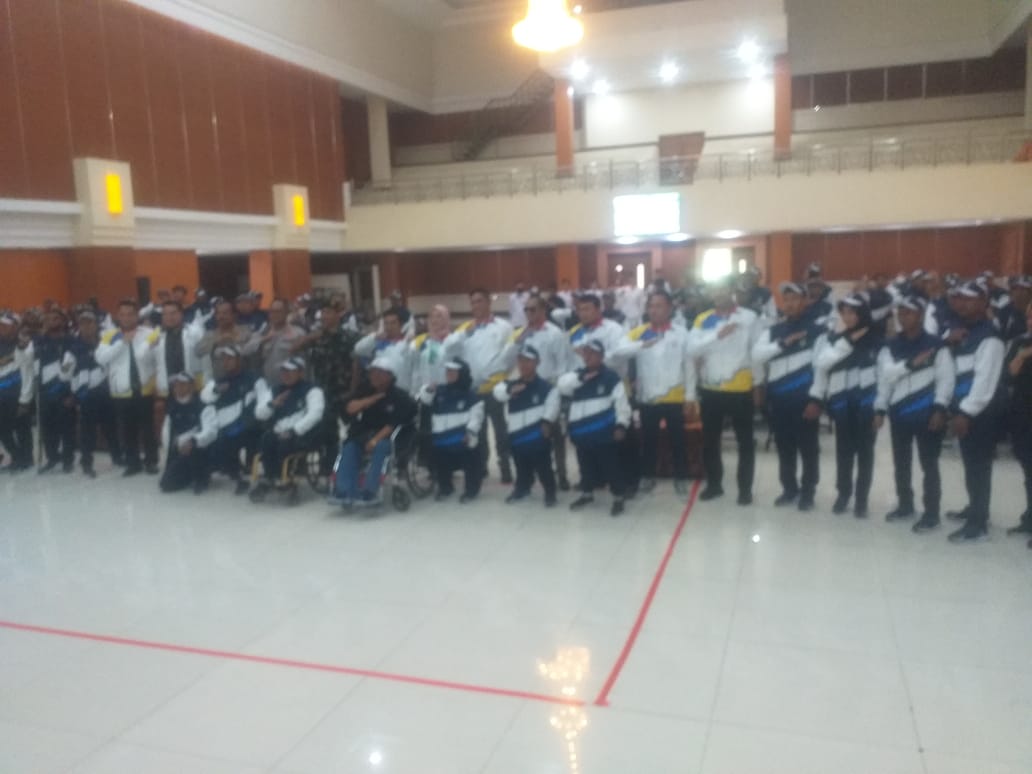 Pelepasan Atlet Peparda VI Jabar Kontingen Kabupaten Bekasi dilepas di Gedung Wibawamukti