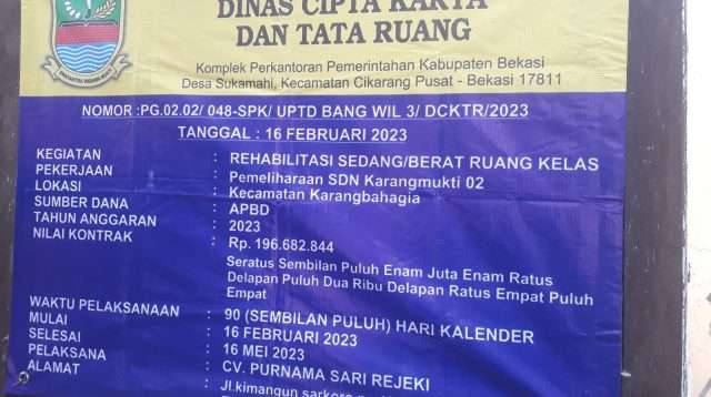 Lembaga GRPPH-RI Soroti Proyek Pemeliharaan SDN Karang Mukti 02