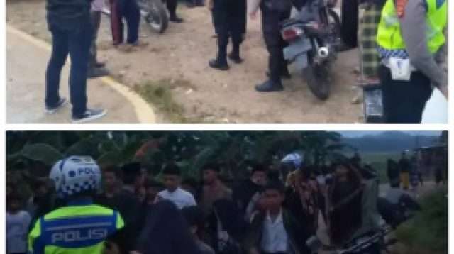 Tim Gabungan Polres Pringsewu Bubarkan Aksi Perang Petasan Ratusan Remaja Di Lapangan Mars Pringsewu