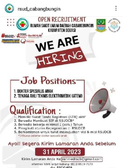 RSUD Cabangbungin Kabupaten Bekasi Buka Lowongan