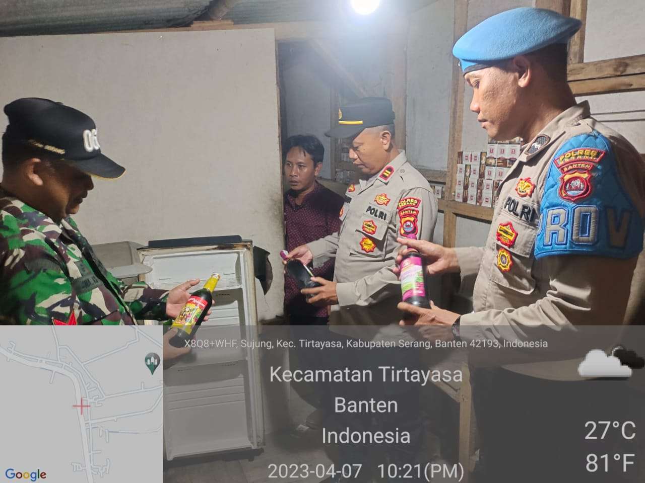 Gelar Ops Imbangan Saat Ramadhan, Polsek Tirtayasa Polres Serang Amankan Puluhan Botol Miras