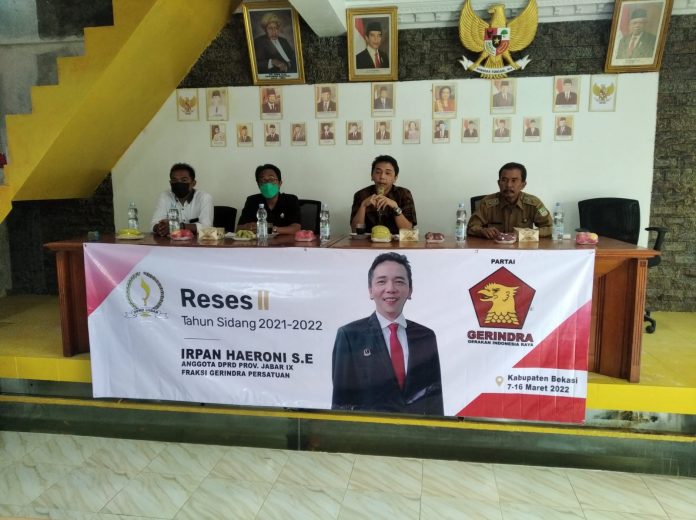IRFAN HAERONI .S.E.Anggota DPRD Provinsi Jabar Fraksi Gerindra Adakan Reses Di Aula Desa Karang Setia Dalam Rangka Menyerap Aspirasi Masyarakat