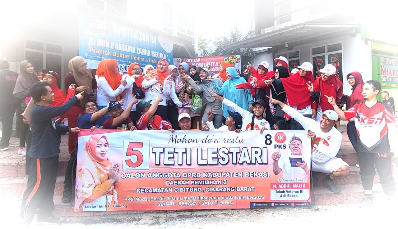 Bikin Kuis Hadiah Uang Tunai, Caleg PKS Teti Lestari Tanya Peserta Senam Nusantara Metland Cibitung