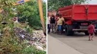 Tumpukan Sampah diatas Kali Ciherang mulai dibersihkan