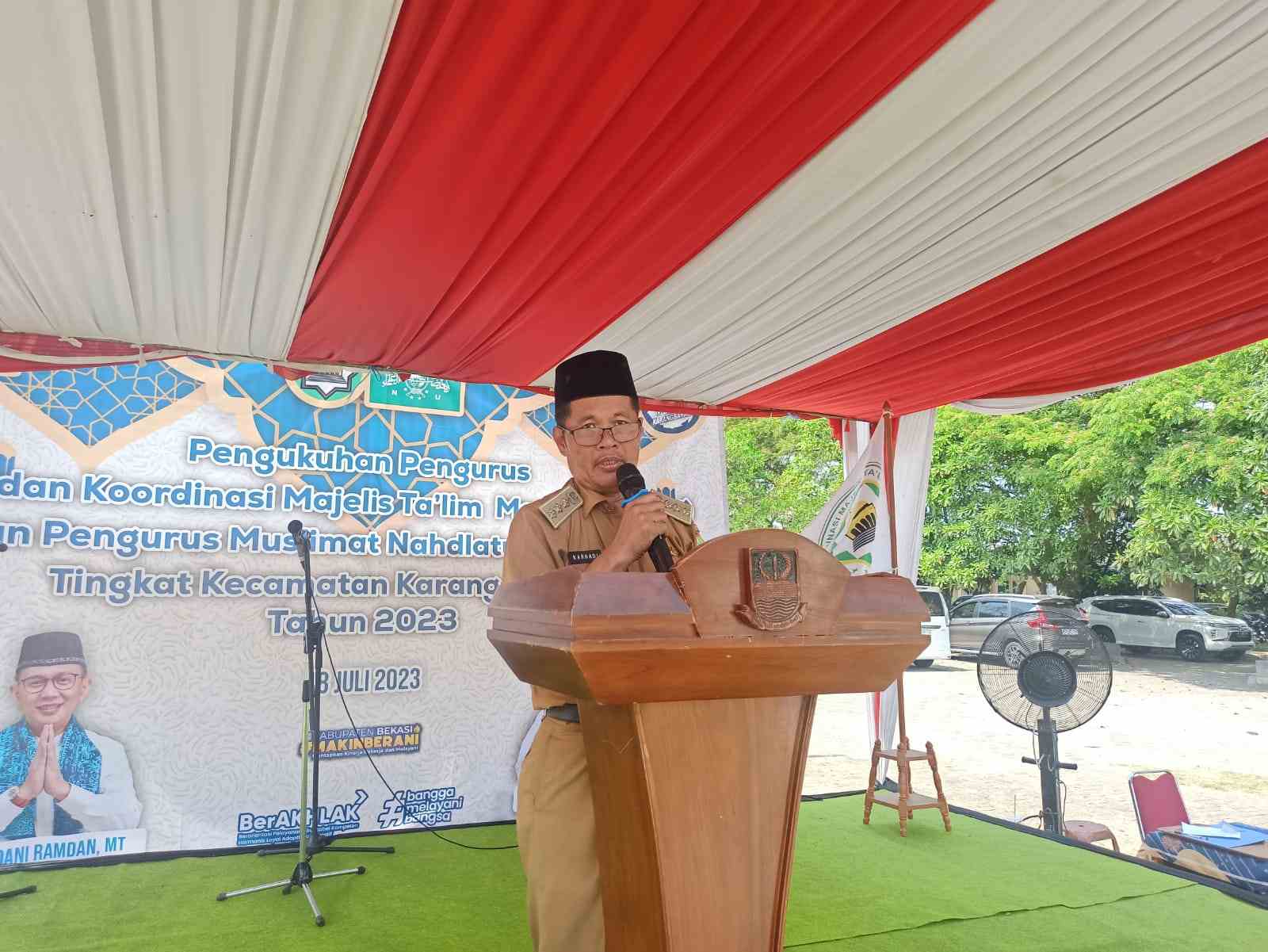 Camat Karangbahagia Kab.Bekasi hadiri pelantikan dan pengukuhan BKMM dan Muslimat NU tingkat Kecamatan