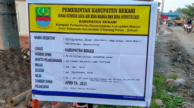 Masyarakat Bojong Mangu Kecewa Atas Lambatnya Pekerjaan Proyek Peningkatan Jalan,yang dikerjakan CV.Andi Karya Mandiri 