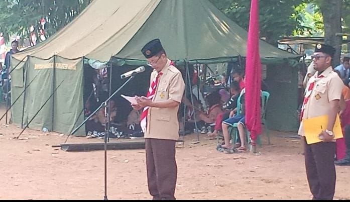 CAMAT KARANG BAHAGIA SEBAGAI KA MABIRAN PIMPIN UPACARA HARI JADI PRAMUKA KE 62 TAHUN 2023
