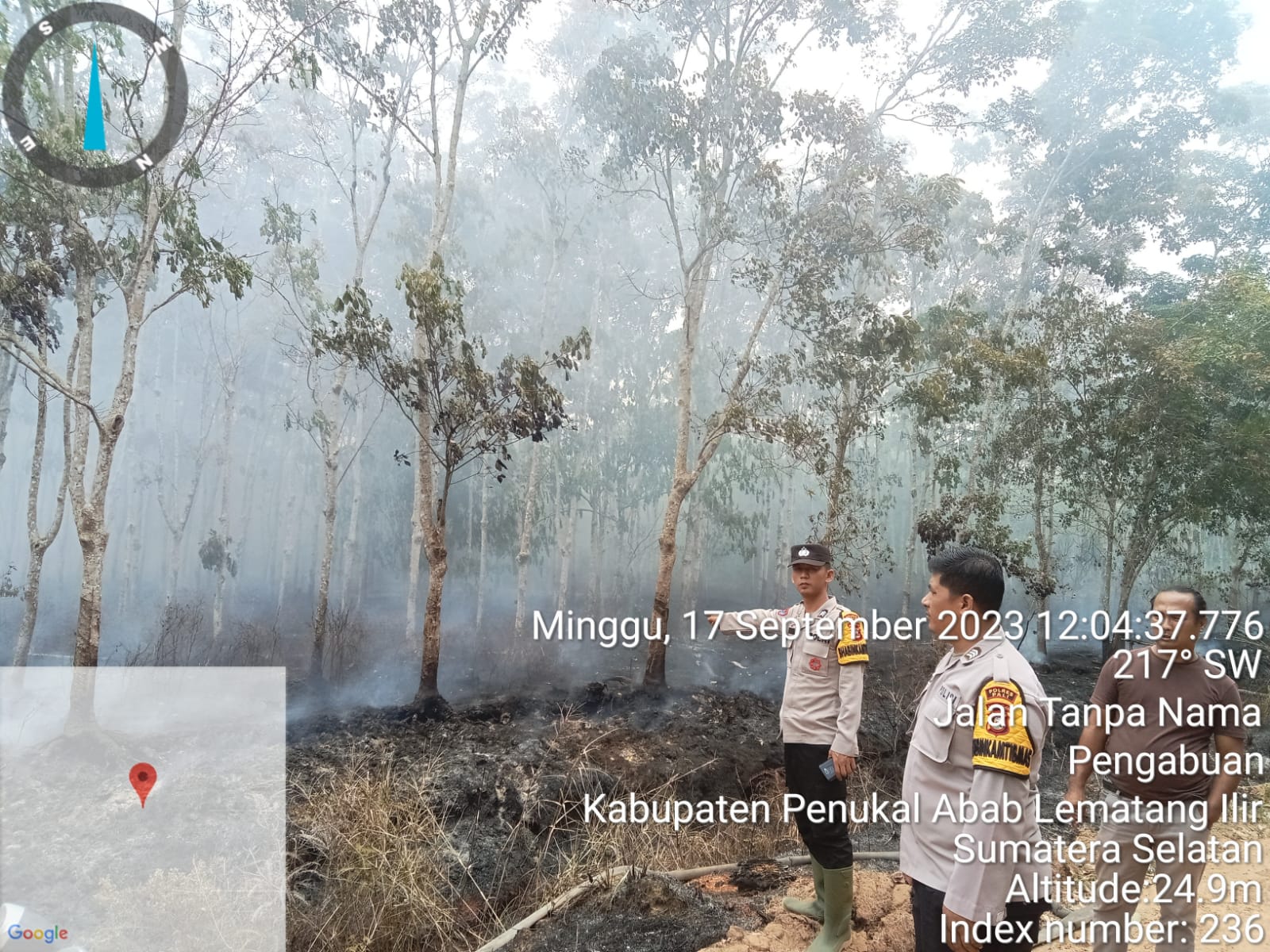Polres PALI Melalui Polsek Penukal Abab Temukan Titik hotspot Kebakaran Lahan