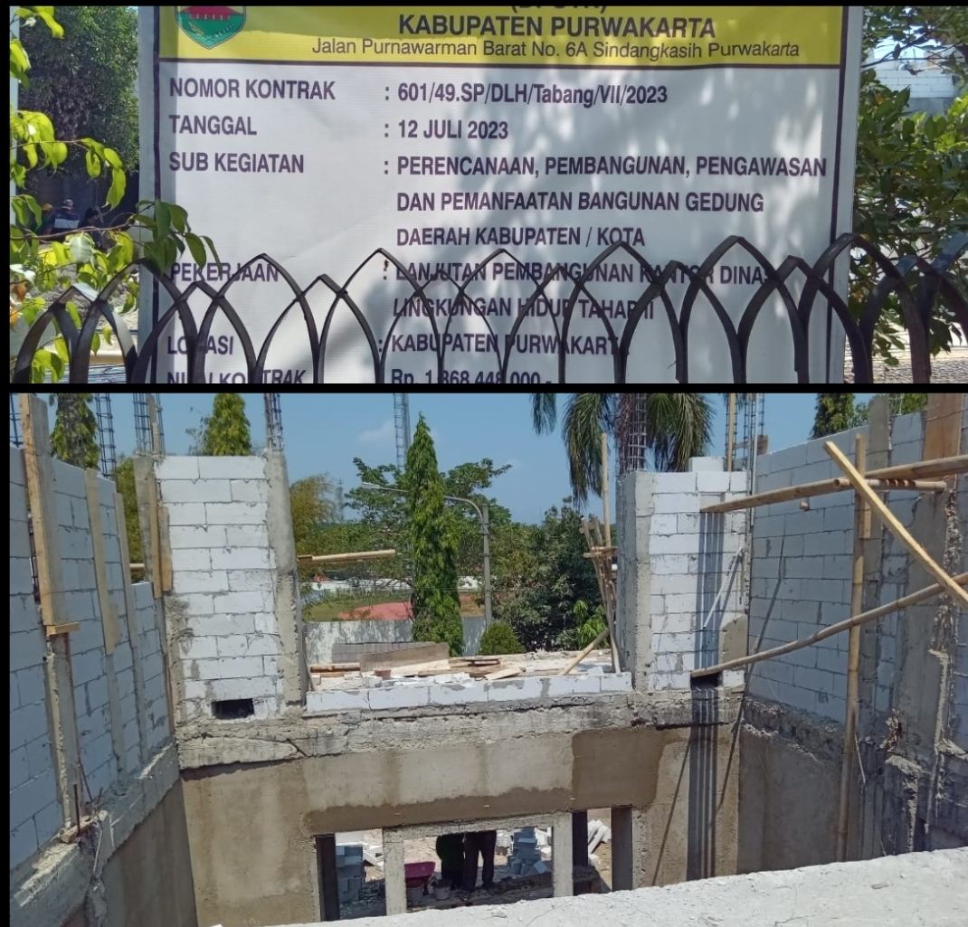 Astaga.!!! Proyek 1,868.448.000,- Lanjutan Pembangunan Kantor Dinas Lingkungan  Hidup  Purwakarta  Tahap 2 Tidak Ada Pengawasan Baik Dari Dinas Mau Konsultan