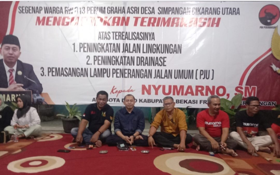 Caleg DPRD Kabupaten Bekasi dari PDI Perjuangan Nyumarno, Hadiri Tasyakuran di Perumahan Graha Asri Simpangan