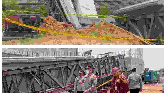 Proyek jembatan di Cikarang Timur yang sedang dibangun PT. Jababeka ambruk