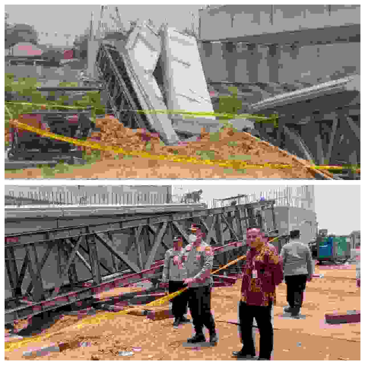 Proyek jembatan di Cikarang Timur yang sedang dibangun PT. Jababeka ambruk
