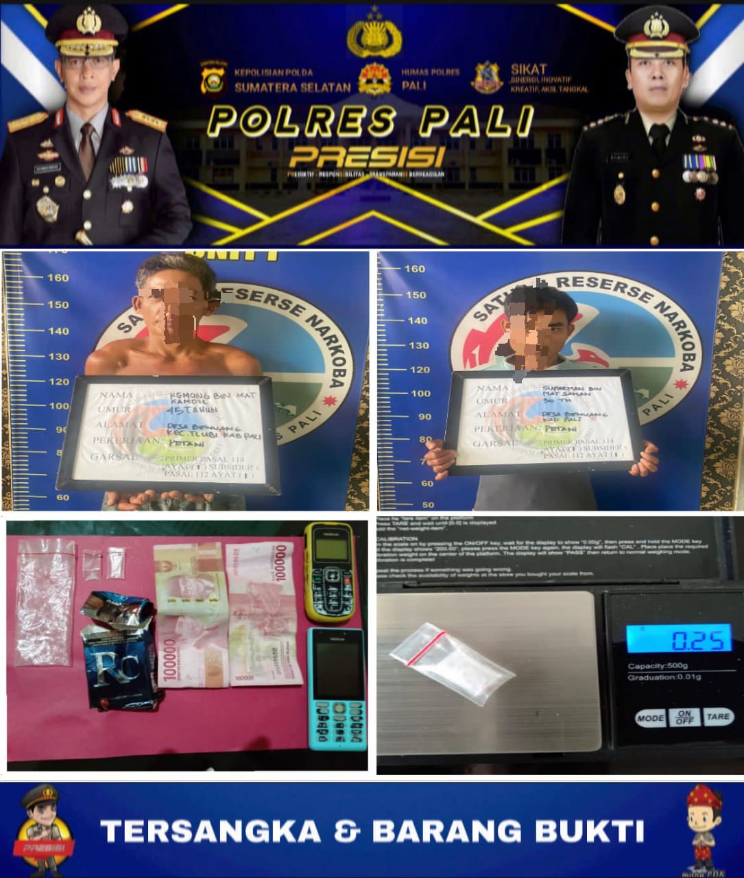 Salut… Dalam Waktu Yang Sama,Bandar Dan Pengedar Narkotika Diringkus Satres Narkoba PALI