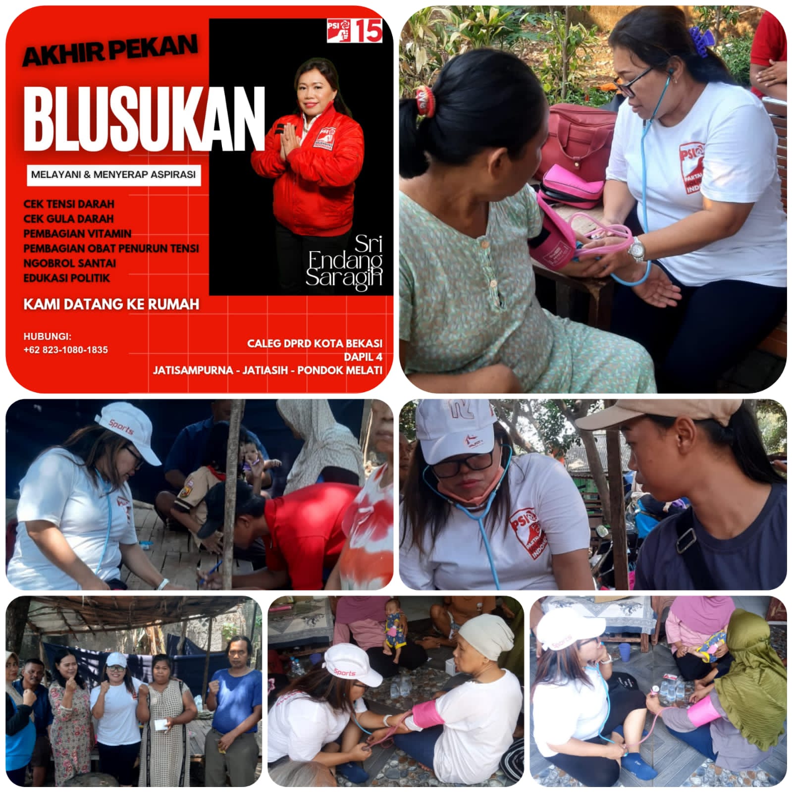 Sri Endang Saragih Caleg PSI Dapil 4 DPRD Kota Bekasi Aksi Sosial Cek Gula Darah Gratis