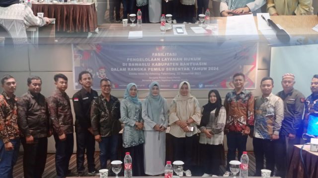Bawaslu Kabupaten Banyu Asin menggelar rapat koordinasi fasilitasi pengelolaan layanan hukum Dalam Rangka Pemilu Serentak Tahun 2023