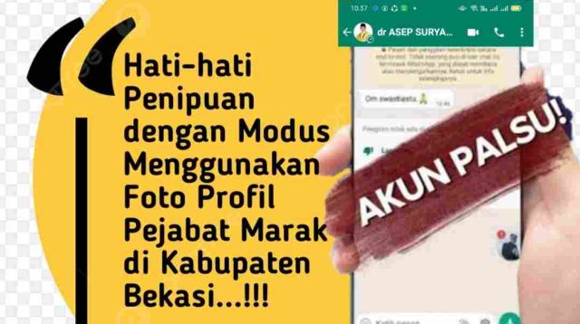 Waspada Modus Penipuan Menggunakan Foto Profil Pejabat di Kabupaten Bekasi
