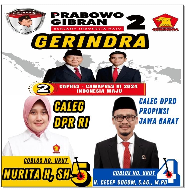 Target 200.000 suara di kabupaten Bogor, caleg DPR RI Nurita Hayatin bergandengan dengan H. Cecep Gogom caleg DPRD Provinsi Jawa Barat.
