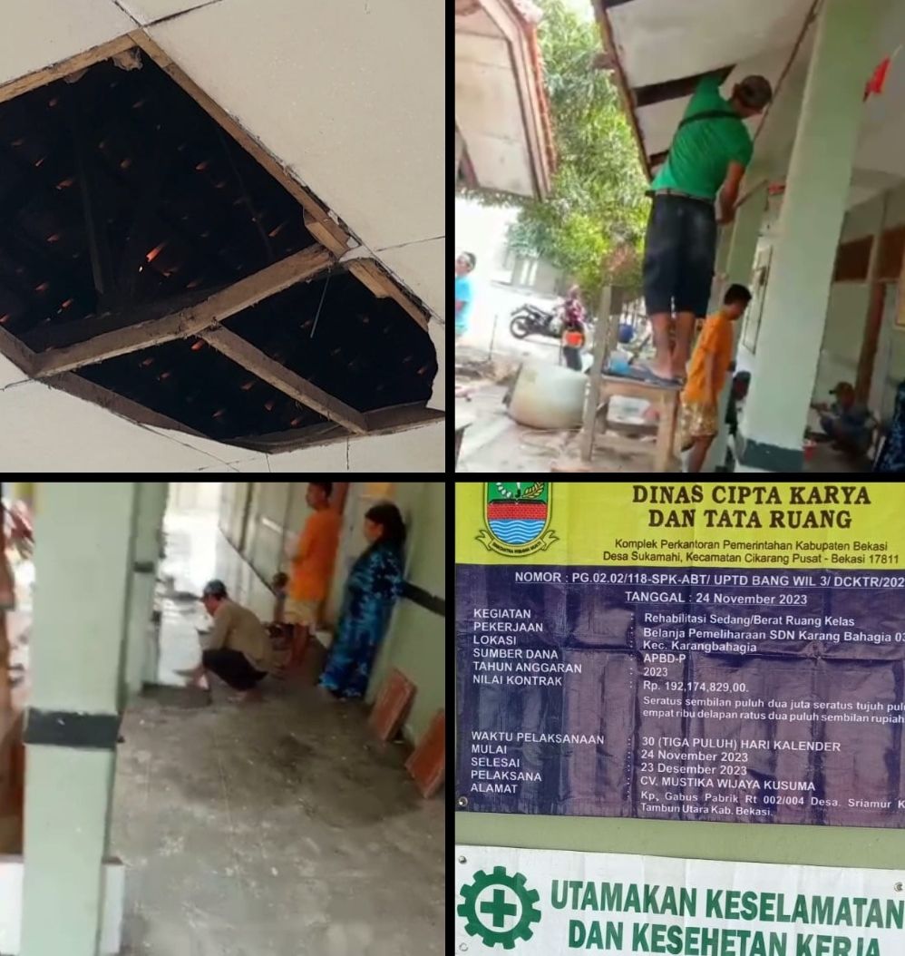 Proyek Rehabilitasi SDN Karangbahagia 03 Diduga Tidak Sesuai Spesifikasi RAB