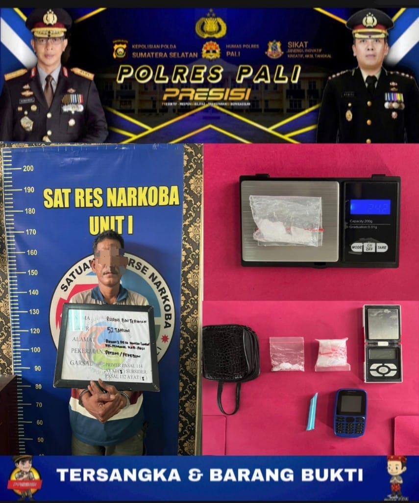 Sat Resnarkoba Polres PALI Amankan Terduga Pelaku Bandar Narkoba Jenis Sabu