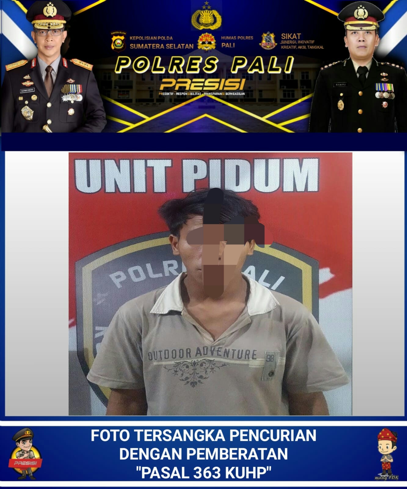 Satuan Reserse Kriminal Polres PALI Berhasil Menangkap Terduga pelaku Tindak Pidana Dengan Pemberatan