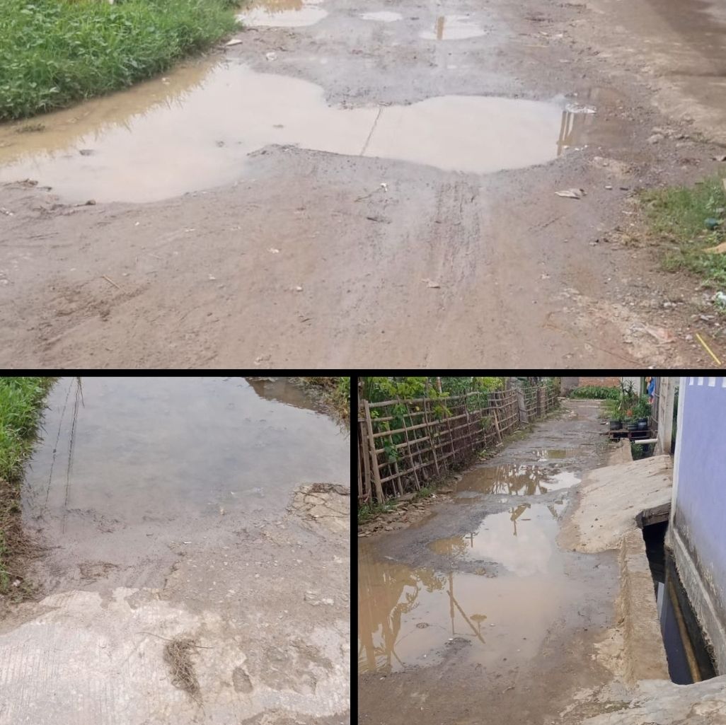 Warga Kampung Pulo Desa Sukaraya Keluhkan Jalan Rusak, ” Pak Lurah Kapan Diperbaikinya?
