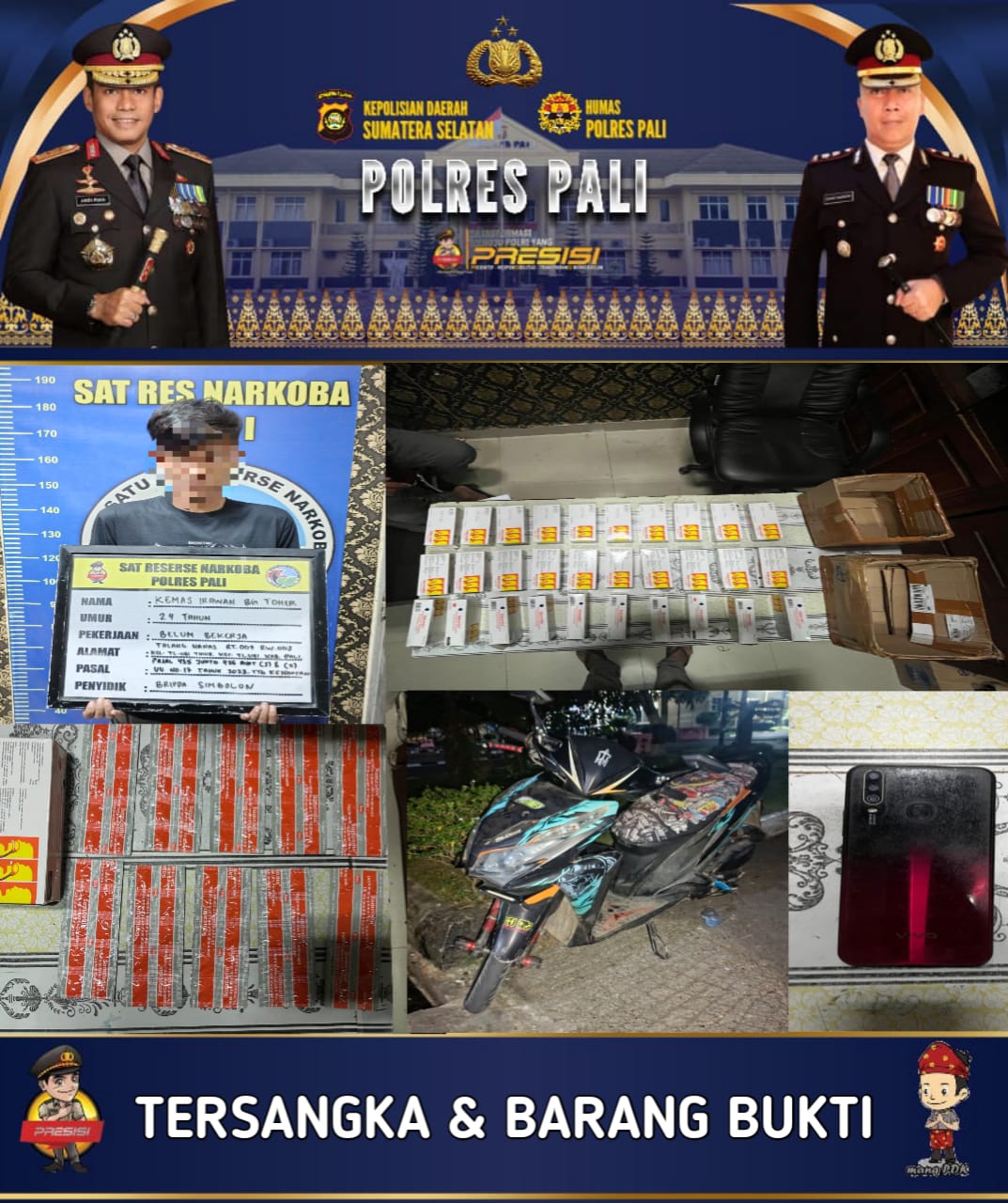 Satres Narkoba Polres PALI Berhasil amankan Diduga Pelaku Pengedar Obat Obatan Terlarang