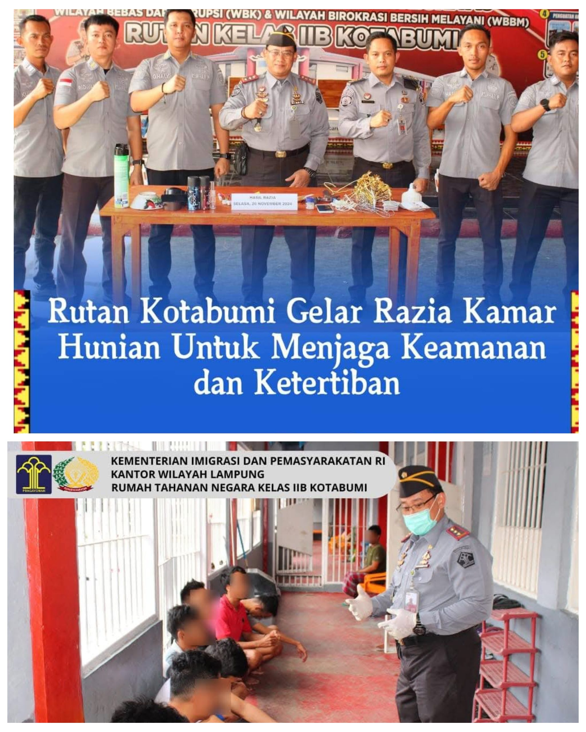 Rutan Kotabumi Gelar Razia Kamar Hunian Untuk Menjaga Keamanan dan Ketertiban