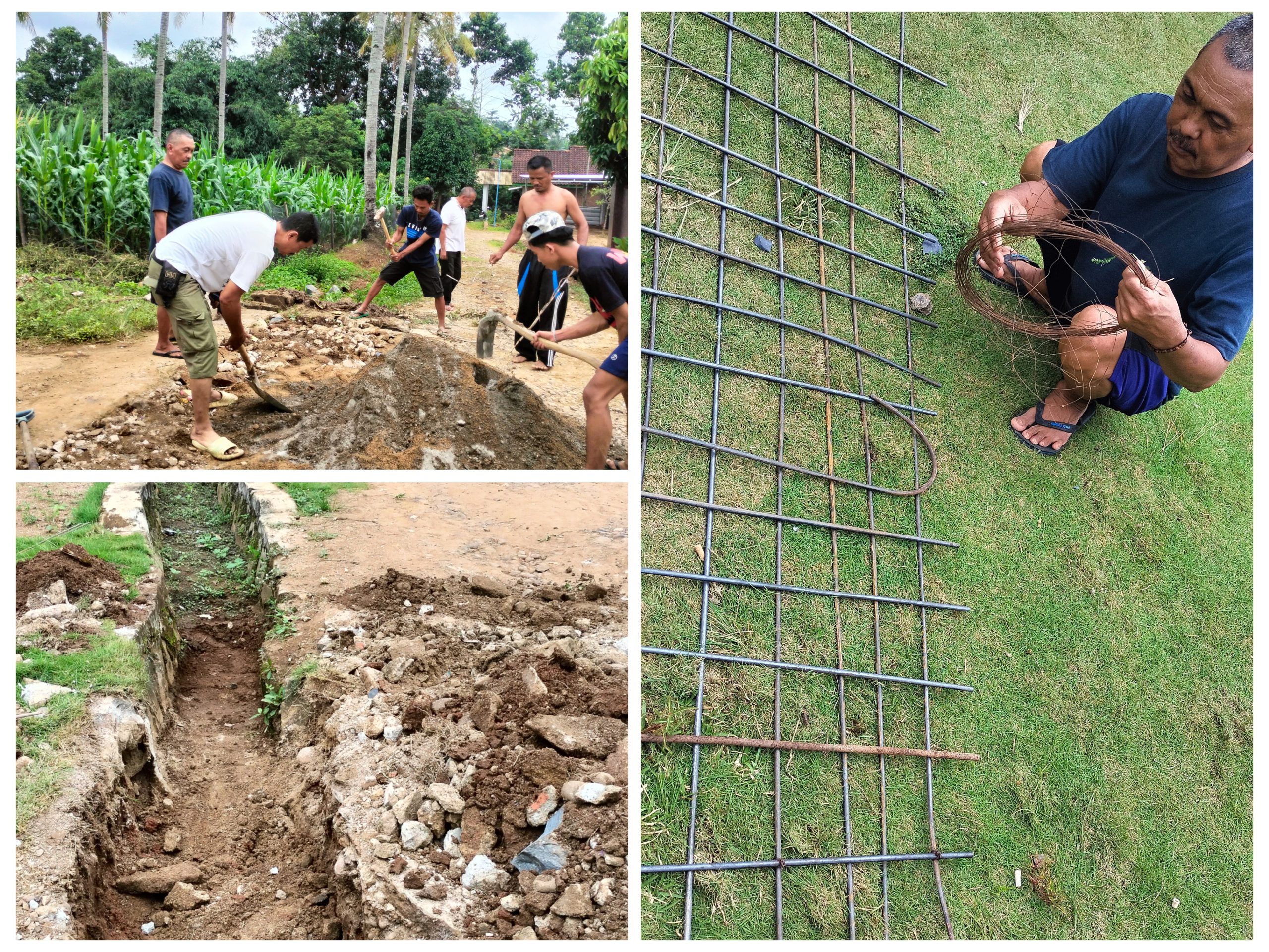 Warga Dusun Sripendowo RT.05, Gotong Royong Perbaiki Gorong-Gorong yang Ambrol di Jalan kabupaten 