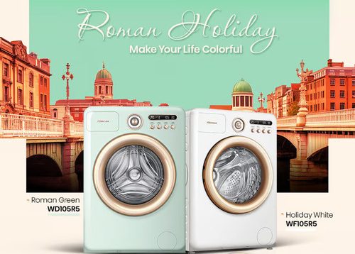 Hisense Menghadirkan Mesin Cuci Front Load Bergaya Retro: Roman Holiday Series