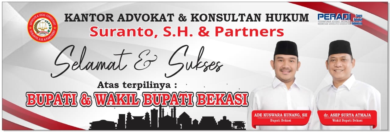 LKPSM SATRIA dan Kantor Hukum Suranto,S.H & Partner Mengucapkan Selamat atas Terpilihnya Ade Kuswara Kunang – dr.Asep Suryaatmaja Sebagai Bupati Bekasi Terpilih 2024 – 2029