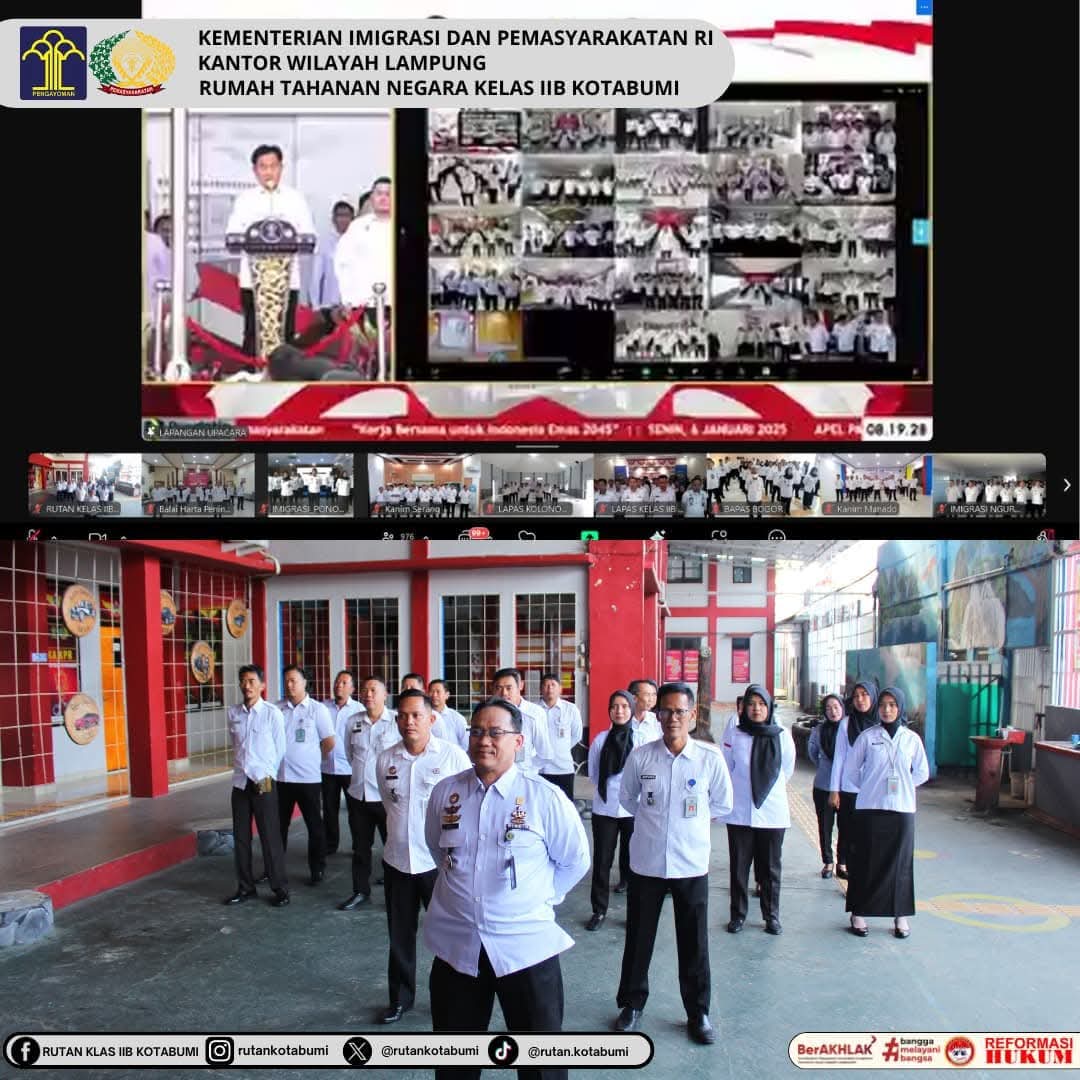 Rutan Kotabumi Ikuti Apel Bersama Awal Tahun 2025 Secara Virtual.