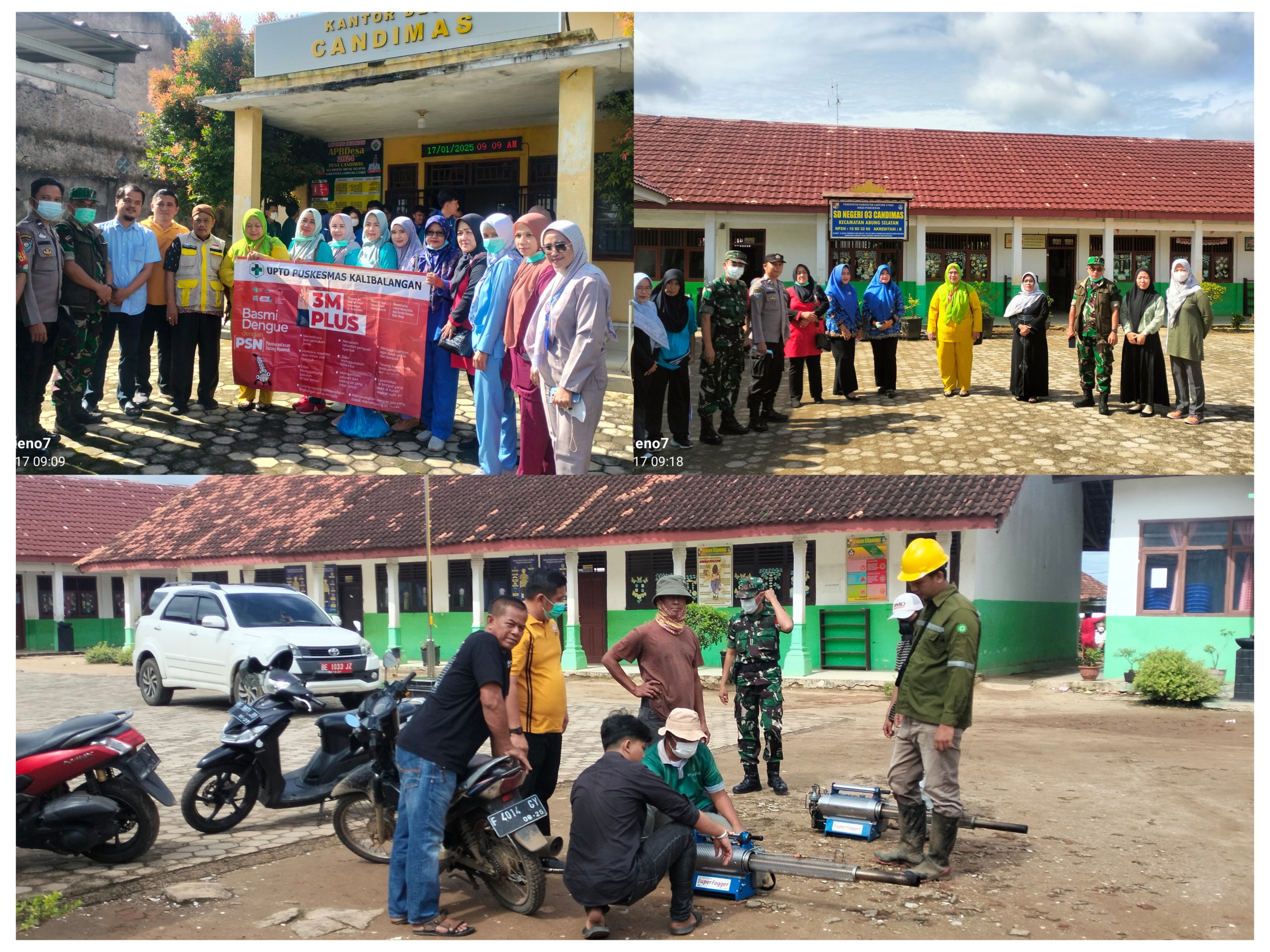 Camat abung selatan Bersama Kapus H.TITi SUNARTI S.st Bdn MKes Pemdes dan Poskesdes Desa Candimas, Kecamatan Abung Selatan Foggiing Waspada Demam Berdarah.
