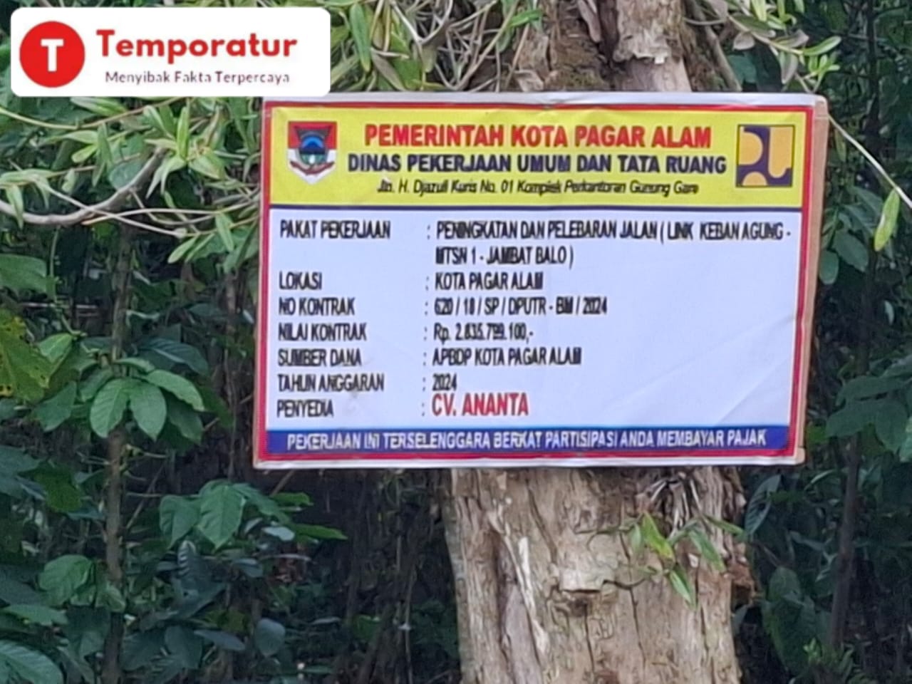 Rawan Korupsi Proyek Peningkatan Jalan Keban Agung Kota Pagaralam Asal Jadi&nbsp;