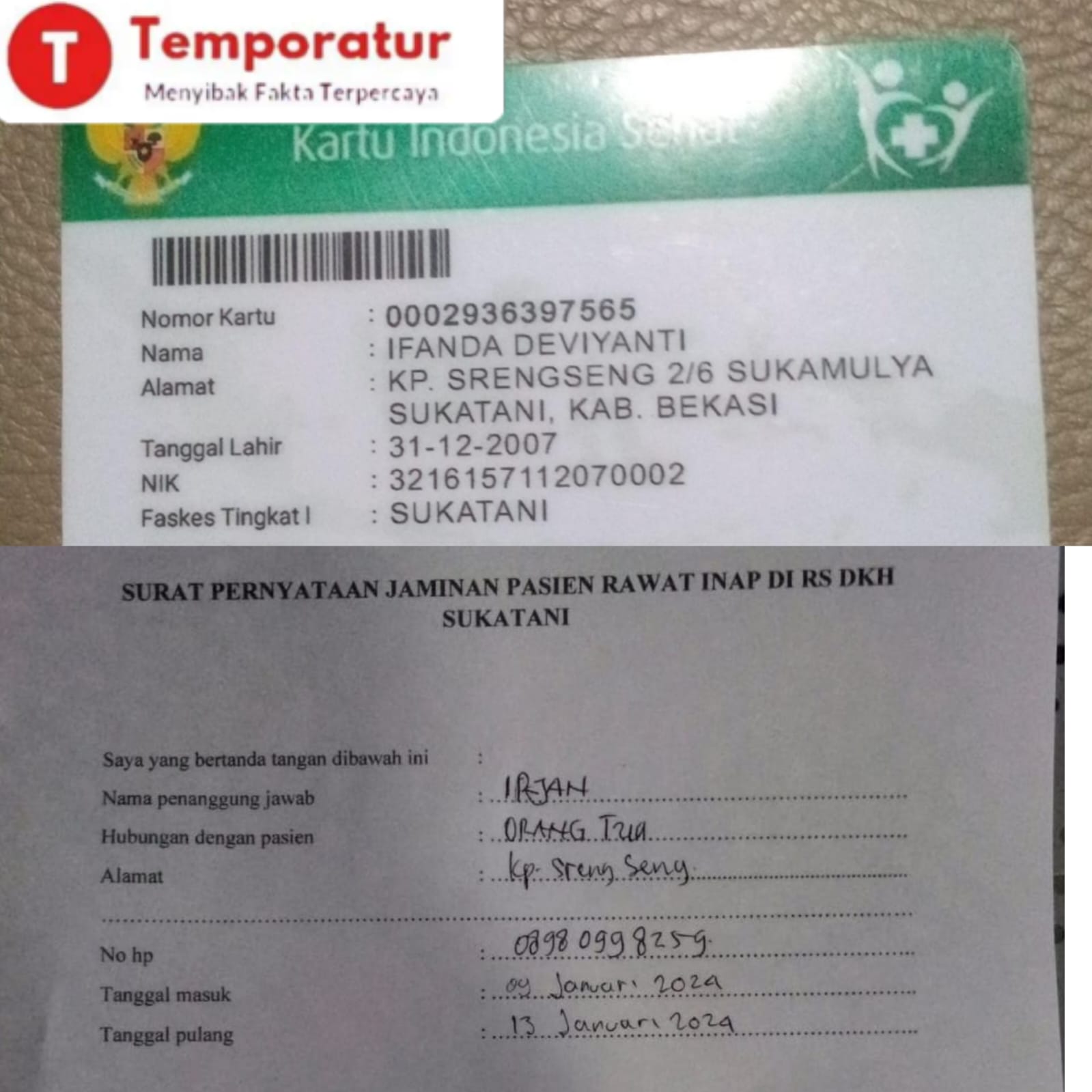 Gegara KIS Tidak Aktif  Viral di Gruop WhatsApp Keluarga Pasien Grudug RS.DKH Sukatani