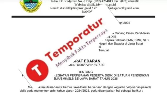 Inilah Surat Edaran Dinas Pendidikan provinsi Jabar Kegiatan Perpisahan Siswa Harus Dilaksanakan di Sekolah