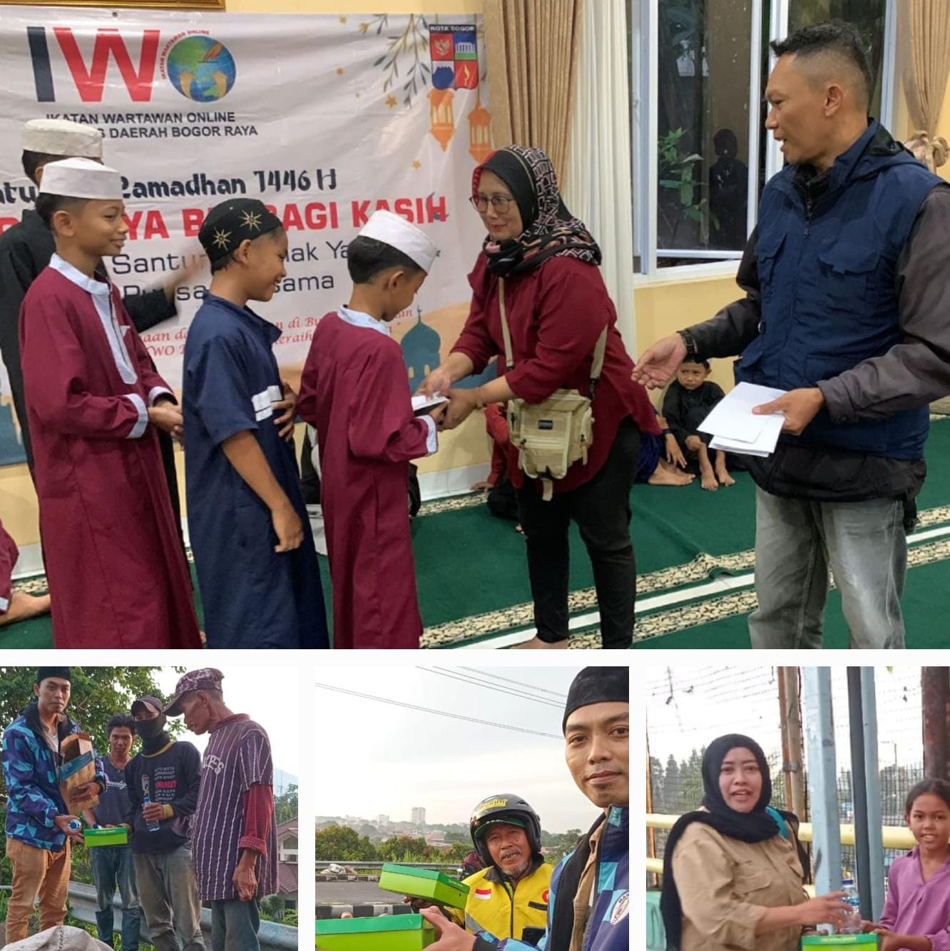 Keterangan lfoto : IWO  Bogor Berbagi Berkah Dibulan Suci Ramadan, Bagikan Nasi Kotak pada Pemulung, Opang, Ojol dan Santuni Yatim Piatu  pada Rabu 26/03/2025.