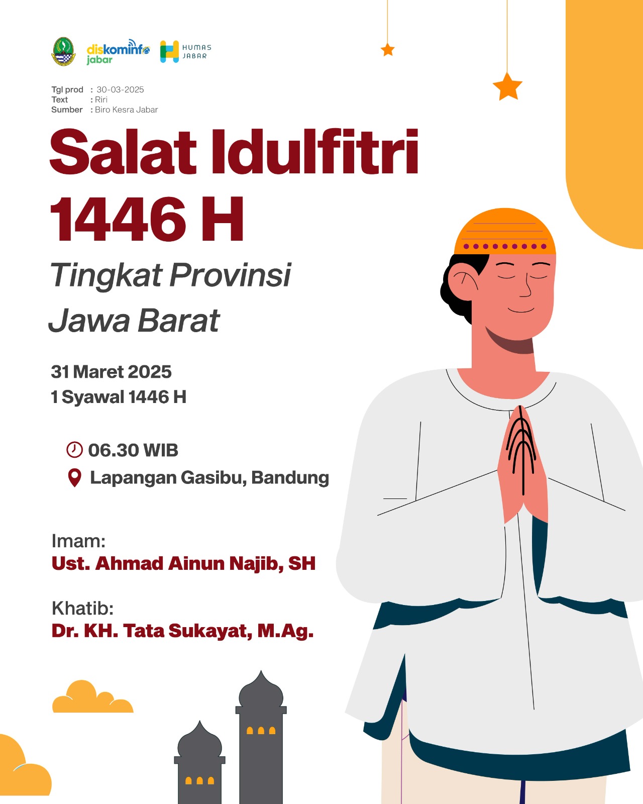 Gubernur Jabar Dedi Mulyadi Salat Idulfitri di Lapangan Gasibu Gelar open house di Gedung Pakuan