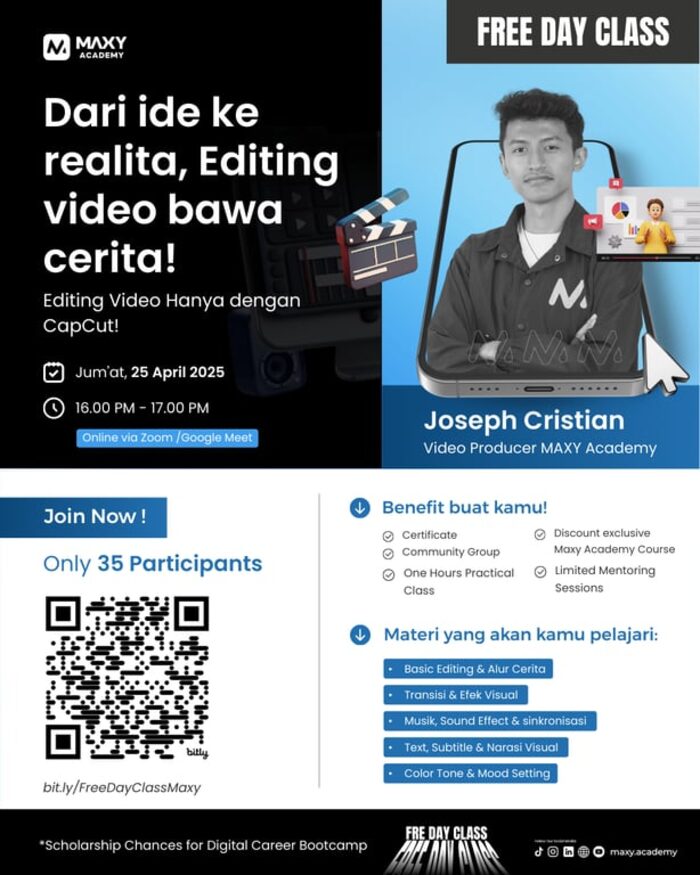 Dukung Karir Mahasiswa di Dunia Kreatif, MAXY Academy Buka Kelas Gratis untuk Pelajari Editing Video dari Nol