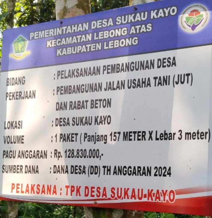 JUT Desa Suka Kayo, Oknum Ambil Keuntungan Dengan “Mark Up Harga Diduga Banyak Penyimpangan”.