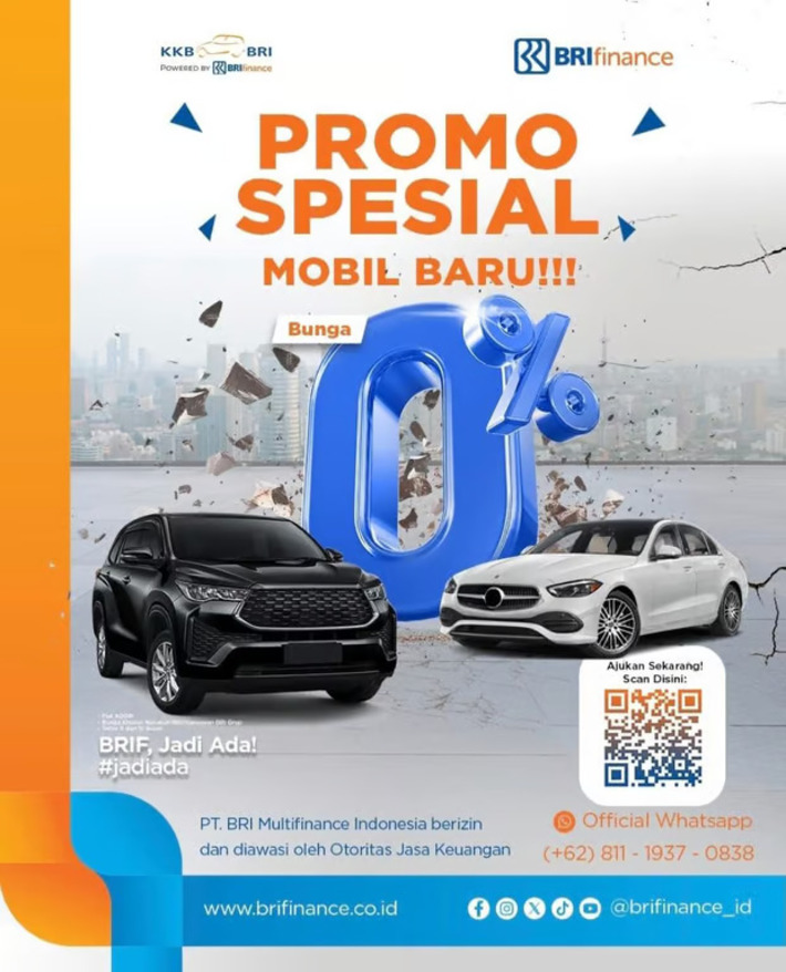 BRI Finance Berikan Promo Bunga 0% Untuk Mobil Baru, Khusus Nasabah BRI