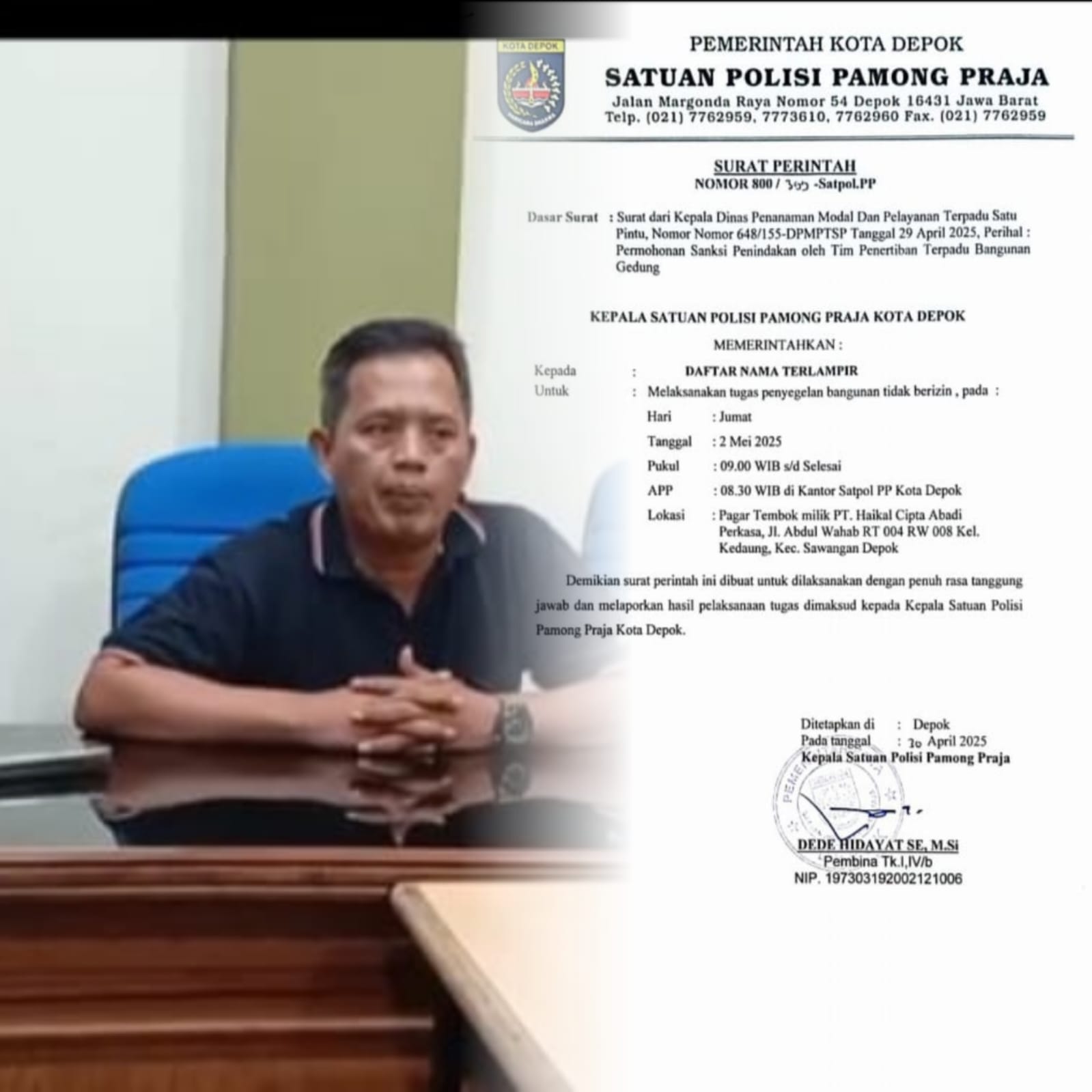 Melempem, Satpol PP Depok Batal Segel Bangunan tak Berizin PT Haikal Cipta Abadi Perkasa