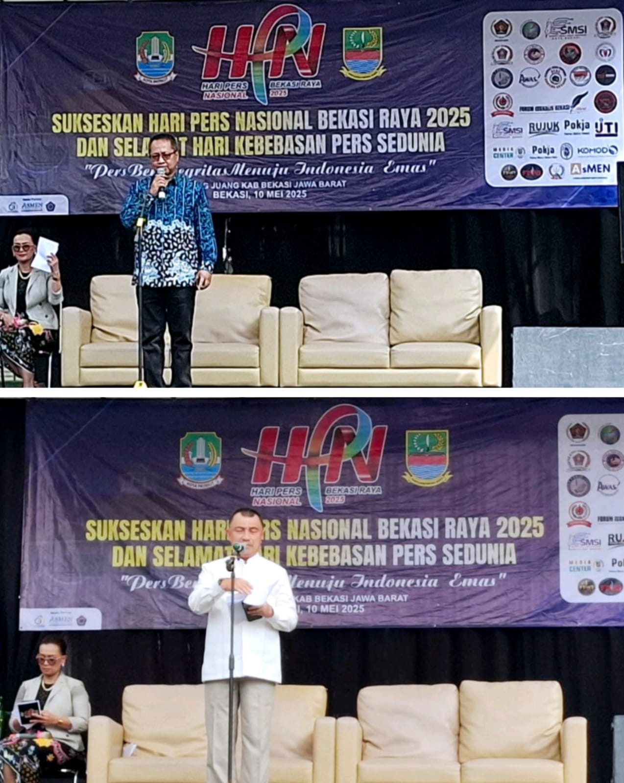 Keterangan foto: Wakil Walikota Bekasi dan Kadiskominfo Kabupaten Bekasi saat memberikan sambutan di acara HPN Bekasi Raya