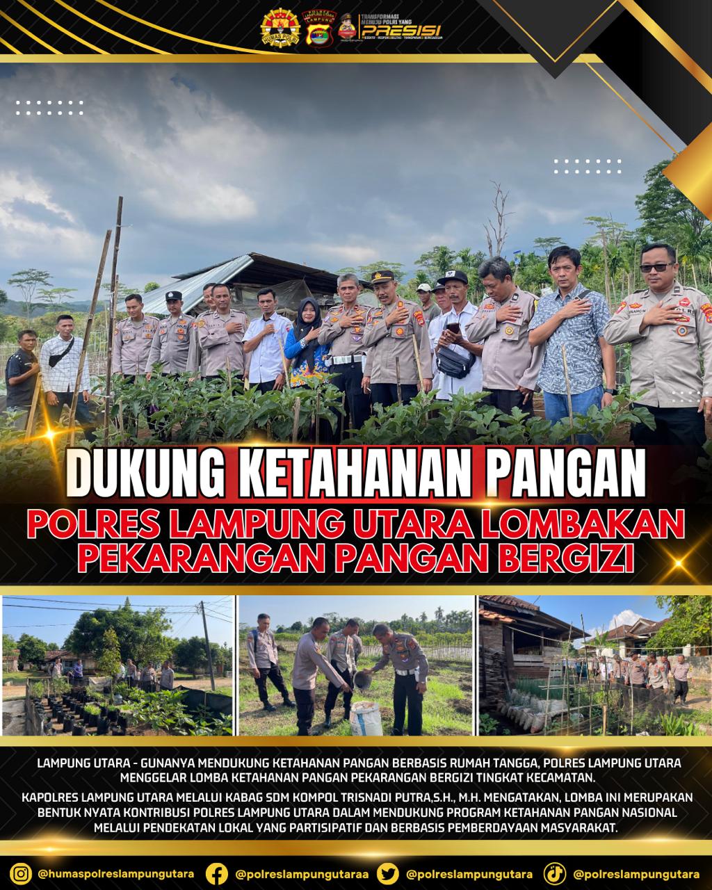 Polres Lampung Utara Gelar Lomba Pekarangan Pangan Bergizi untuk Dukung Ketahanan Pangan
