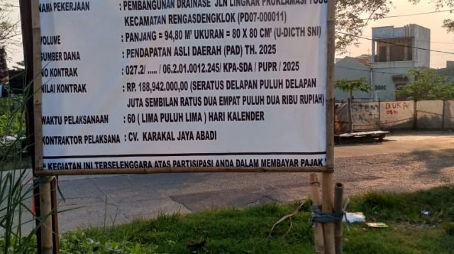 Diduga Proyek Drainase Saluran Air u-ditch Jln Lingkar Proklamasi Tugu Desa Rengas Dengklok selatan, Kecamatan Rengas Dengklok selatan, Kabupaten Karawang Tidak Optimal, Dinas PUPR Diminta Sidak