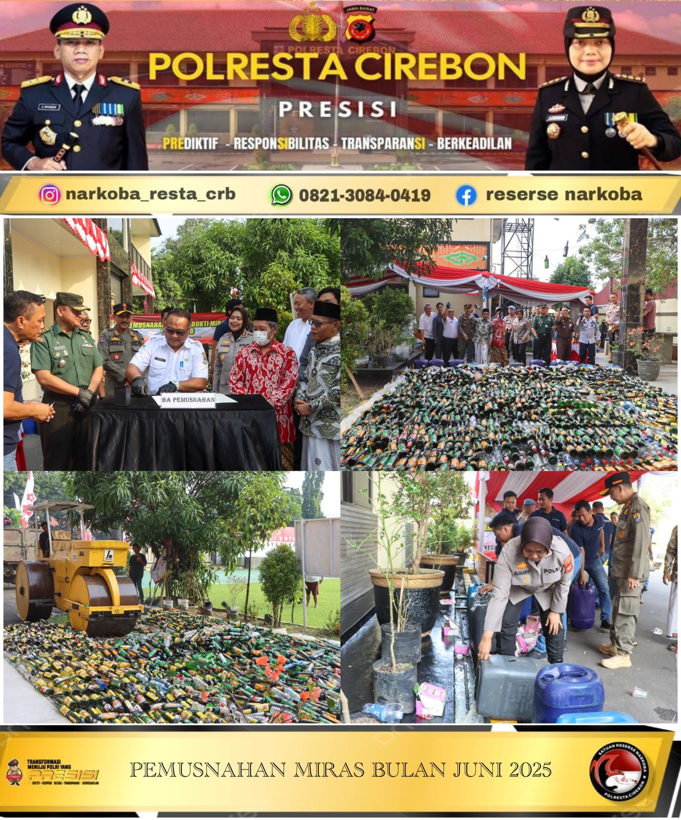 Polresta Cirebon Musnahkan Barang Bukti Hasil KRYD 
