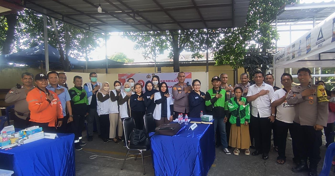 Polres Metro Jakarta Utara Mengadakan Acara di Polsek Koja Bersama Pengemudi Ojek Online “Kegiatan Bakti Kesehatan”, Jakarta Utara