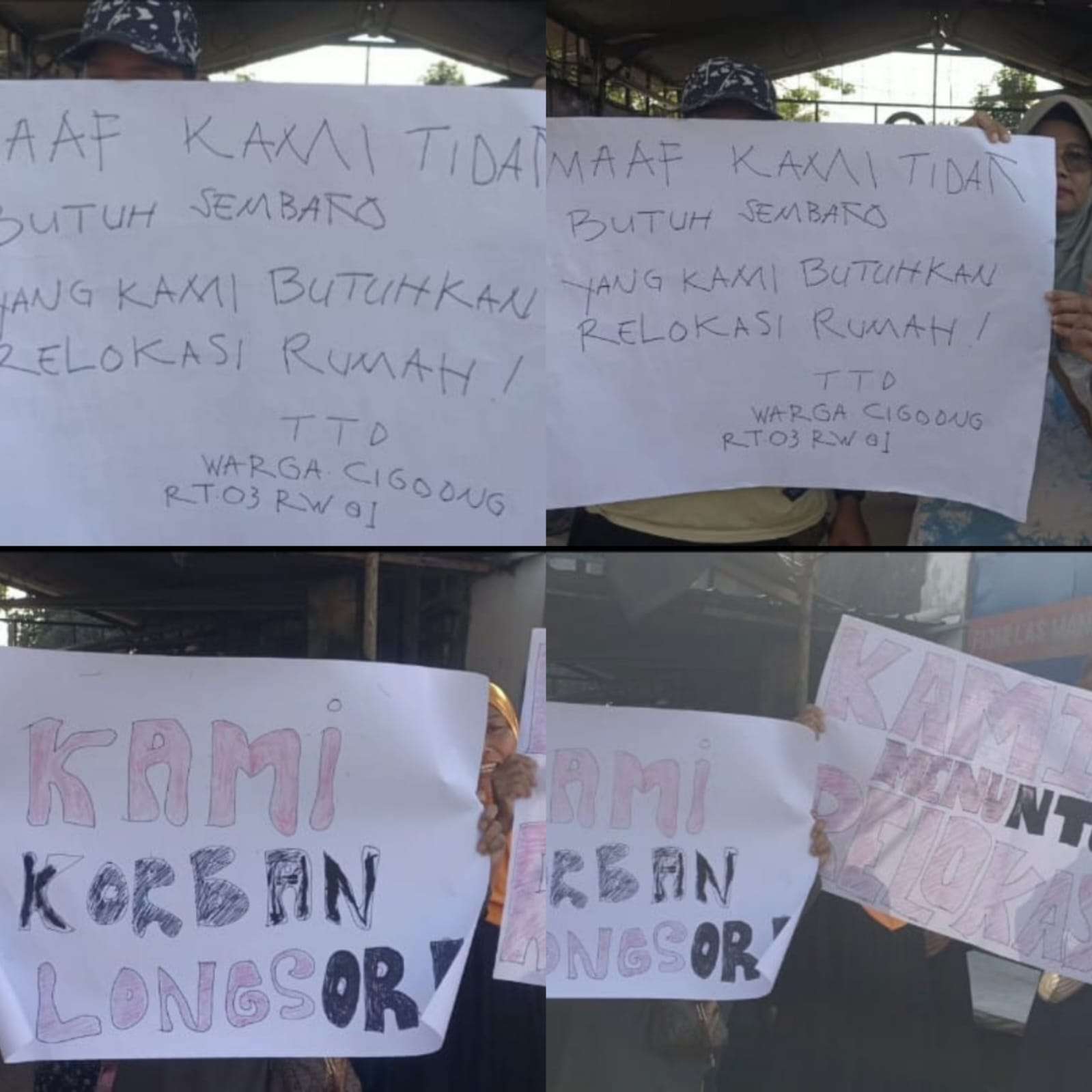 Belasan Warga Korban Longsor Grudug Kantor Camat Cibarusah, “Kami Tak Butuh Sembako Kami Butuh Perbaikan Rumah !!!