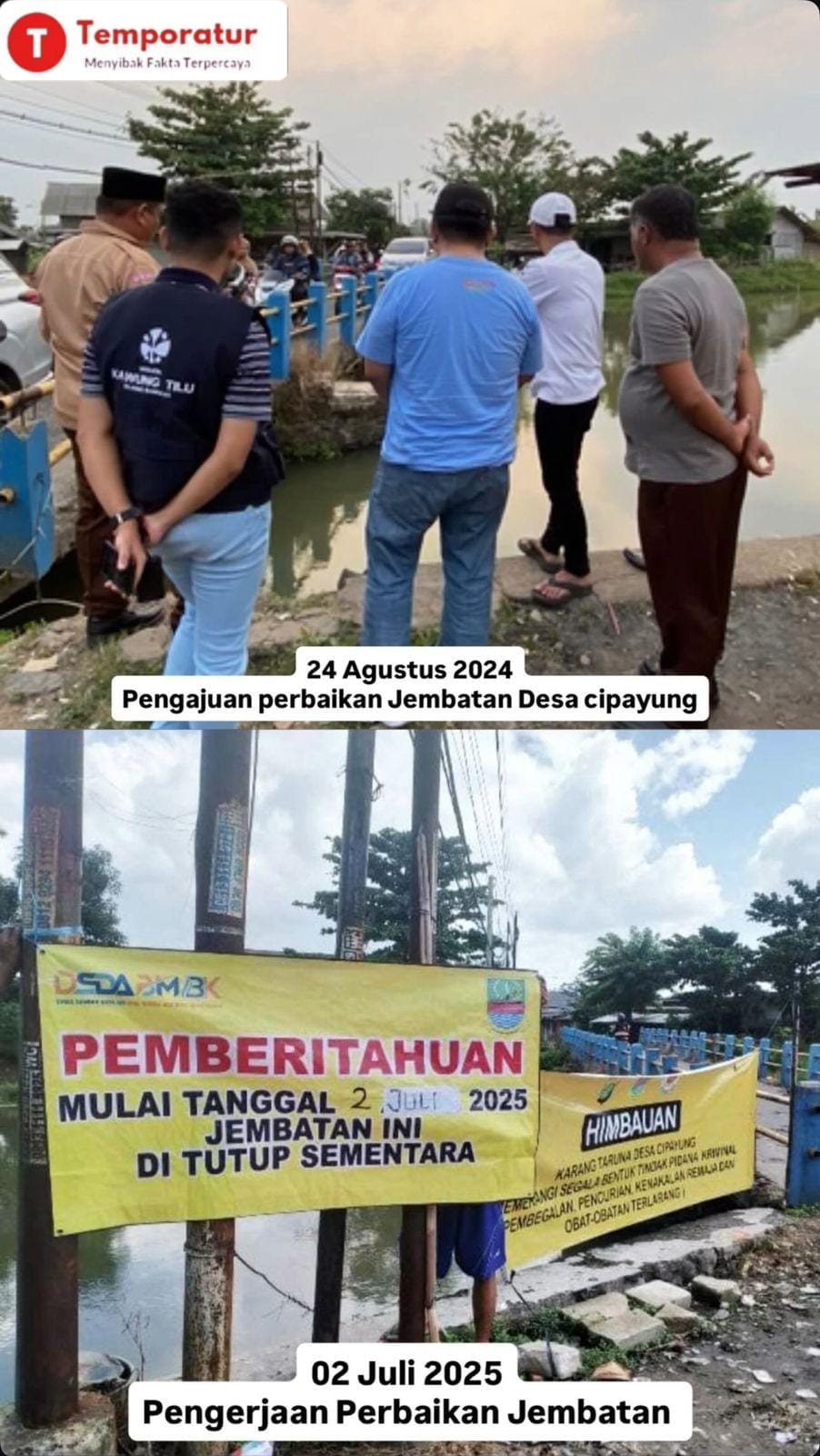 Pemkab Bekasi akan Melakukan Perbaikan Jembatan Penghubung Rancaiga dan Rancamalaka