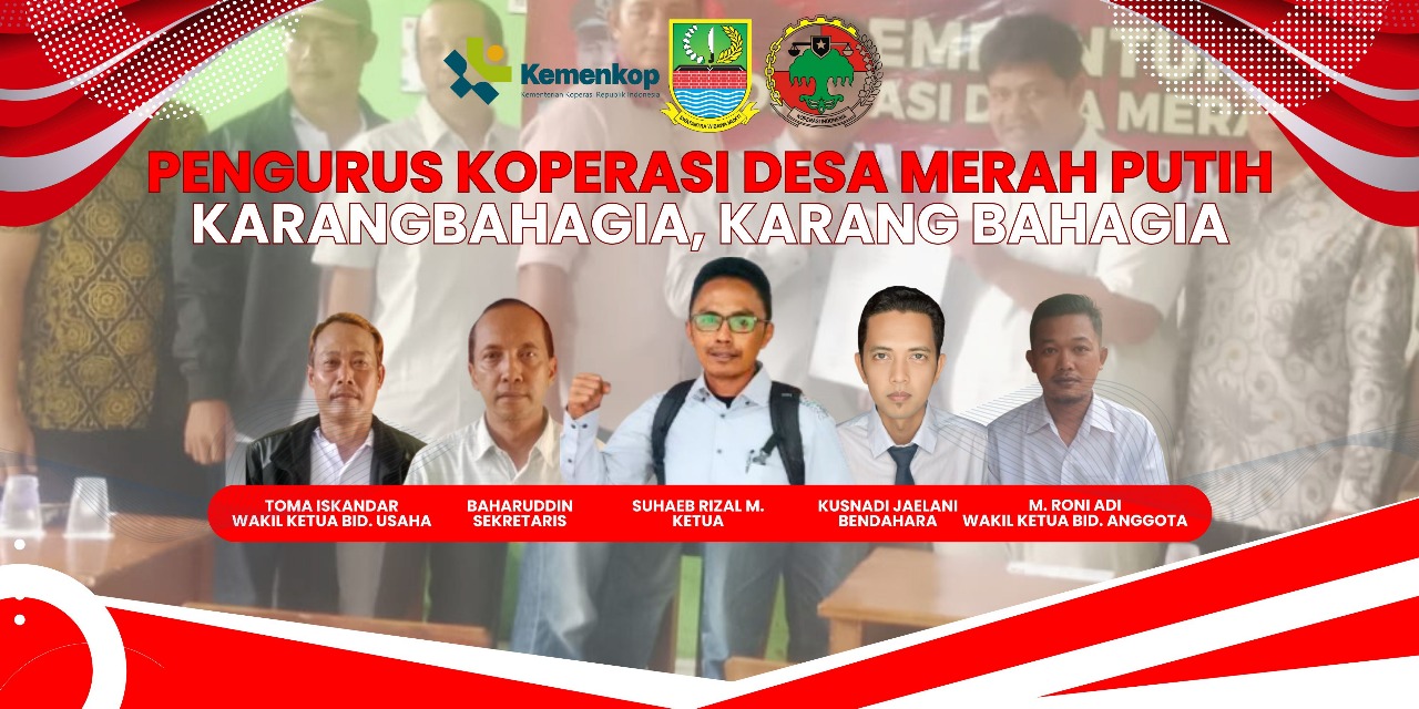 Dua Koperasi Desa Merah Putih di Kabupaten Bekasi Jadi Percontohan Nasional 1 Keterangan foto: Ketua Koperasi Merah Putih Desa Karangbahagia Suhaeb Rizal M bersama pengurus koperasi Merah Putih Desa Karangbahagia