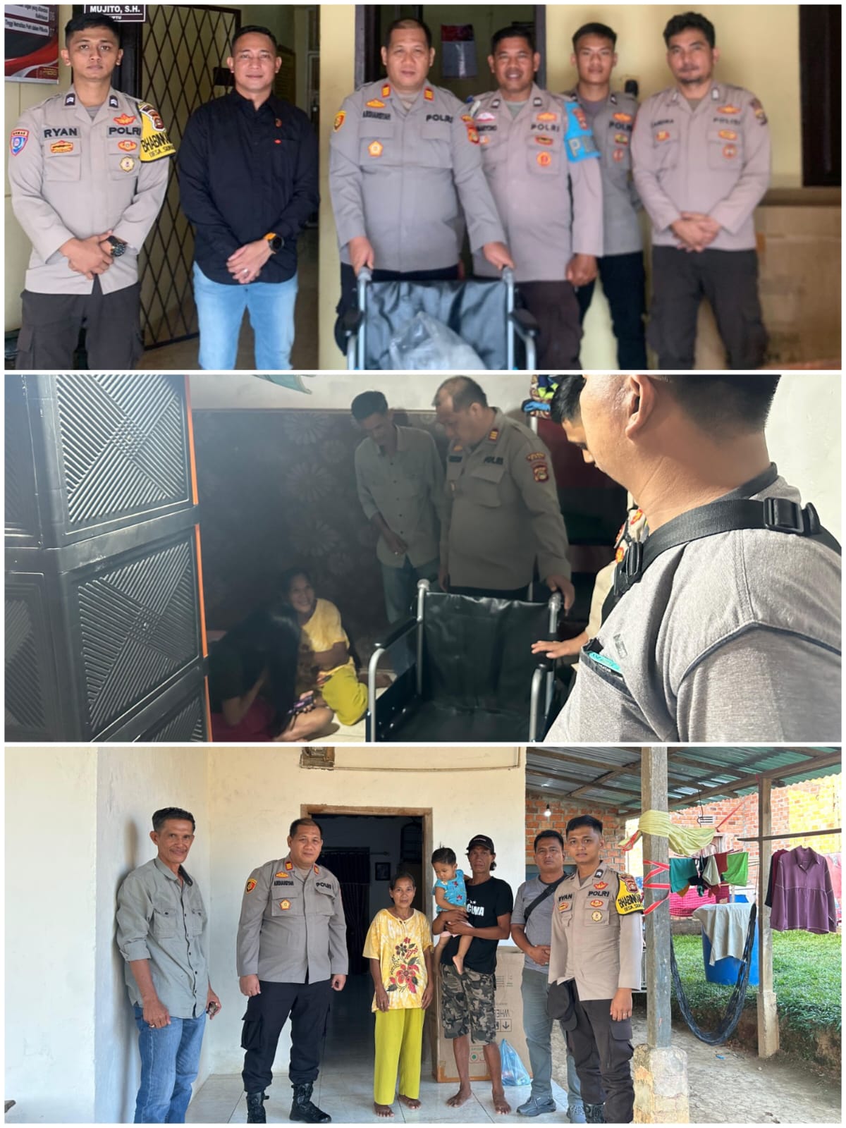 POLRI PEDULI: KAPOLRES PALI SALURKAN BANTUAN KURSI RODA UNTUK ANAK DISABILITAS DI DESA SUKA DAMAI